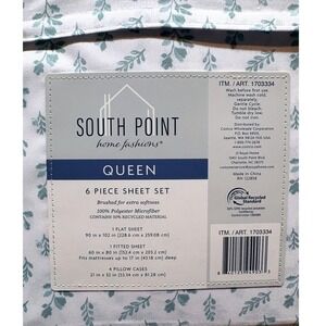 South Point Home Fashions Queen 6 Piece Sheet Set Floral Green White 1703334